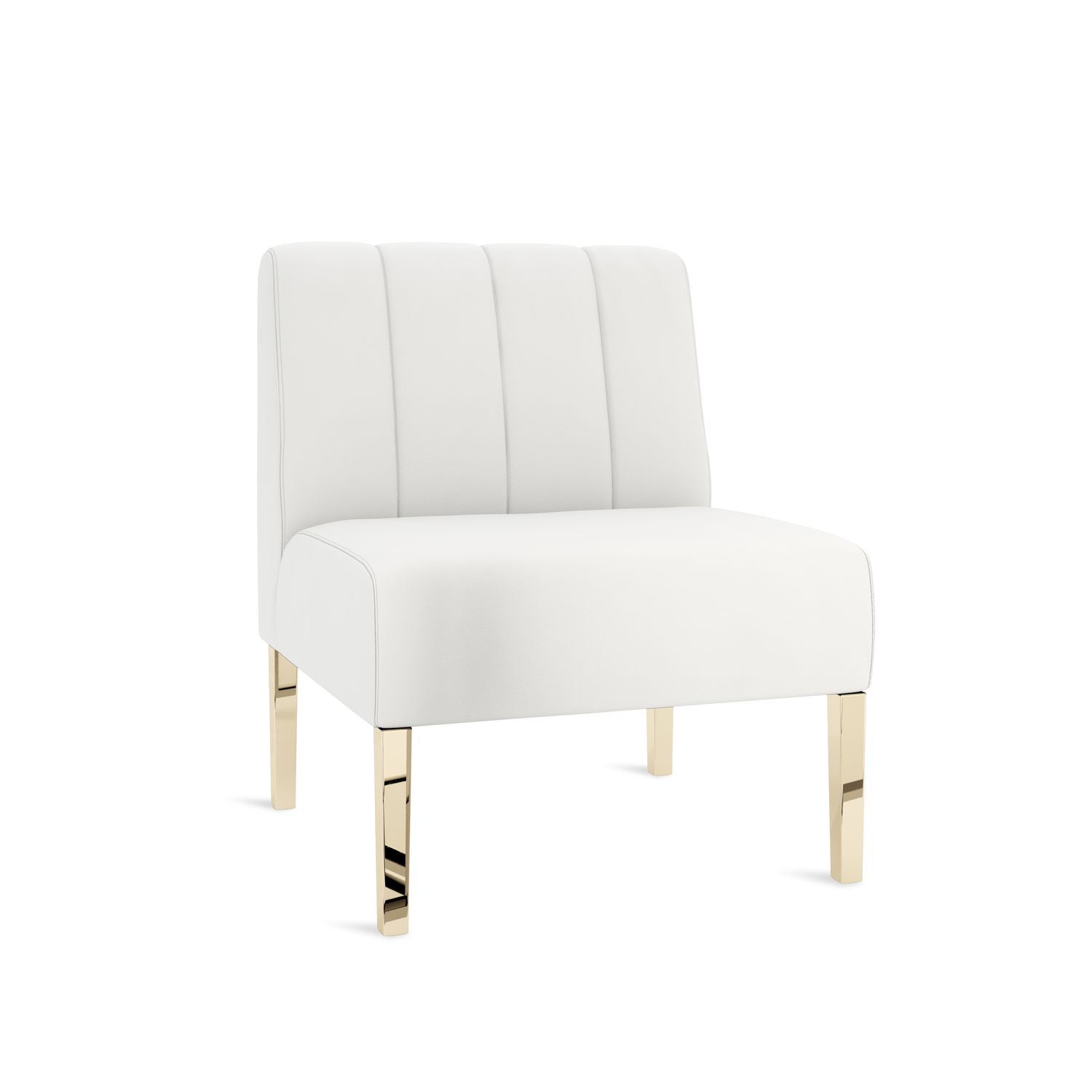 Kincaid Chair Polished Gold Legs - White Leather Kincaid Chair Polished Gold Legs - White Leather