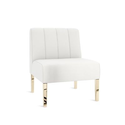 Kincaid Chair Polished Gold Legs - White Leather Kincaid Chair Polished Gold Legs - White Leather