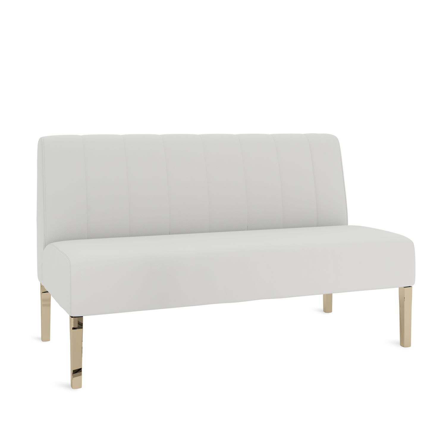Kincaid Polished Gold Base Love Seat - White Leather Kincaid Polished Gold Base Love Seat - White Leather