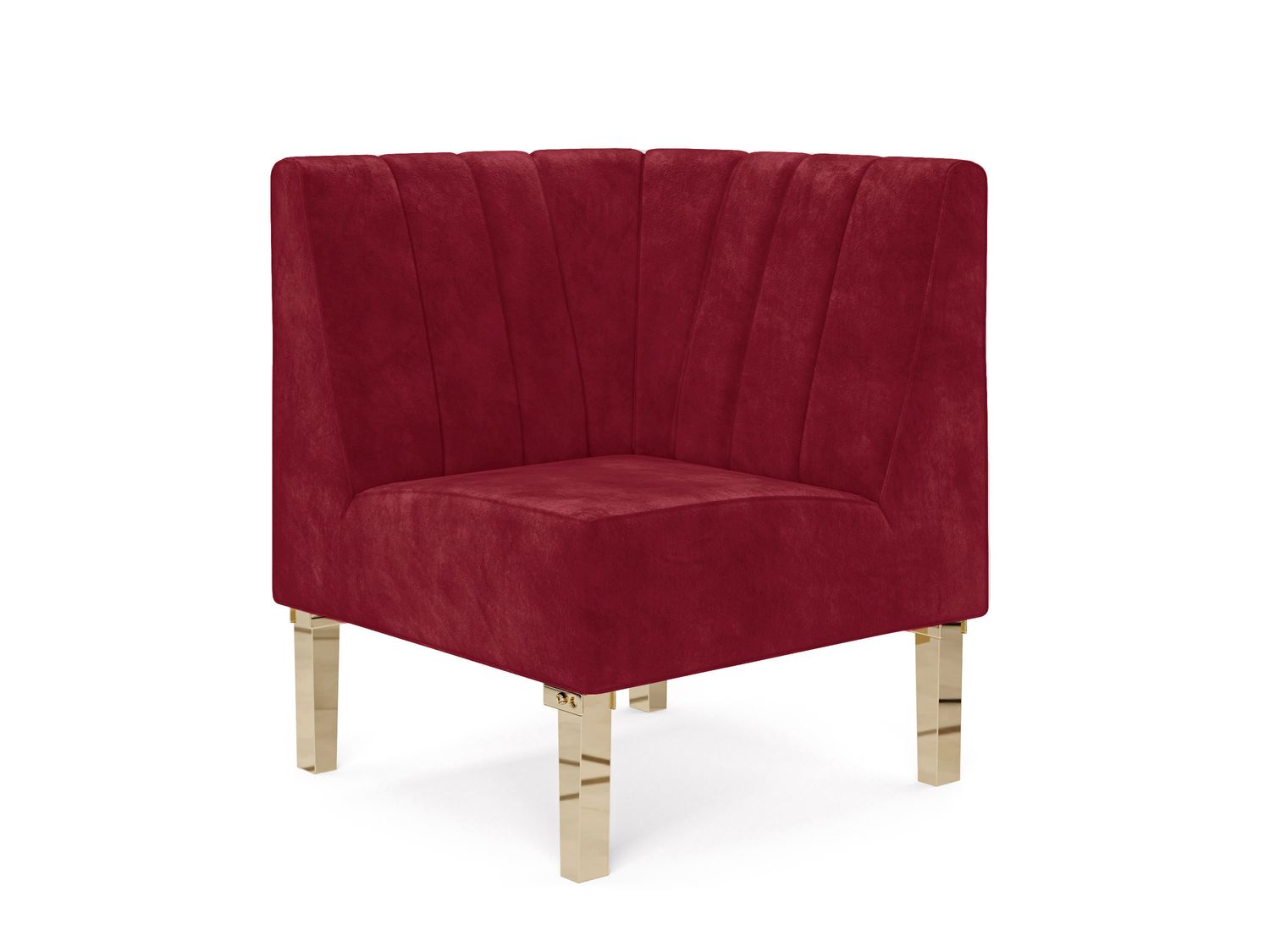 Kincaid Corner Chair Polished Gold Legs - Crimson Velvet Kincaid Corner Chair Polished Gold Legs - Crimson Velvet