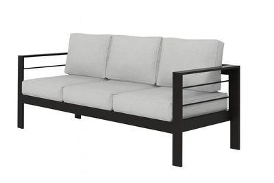 Hampton's Black Frame 3 Seat Couch - Grey Cushion