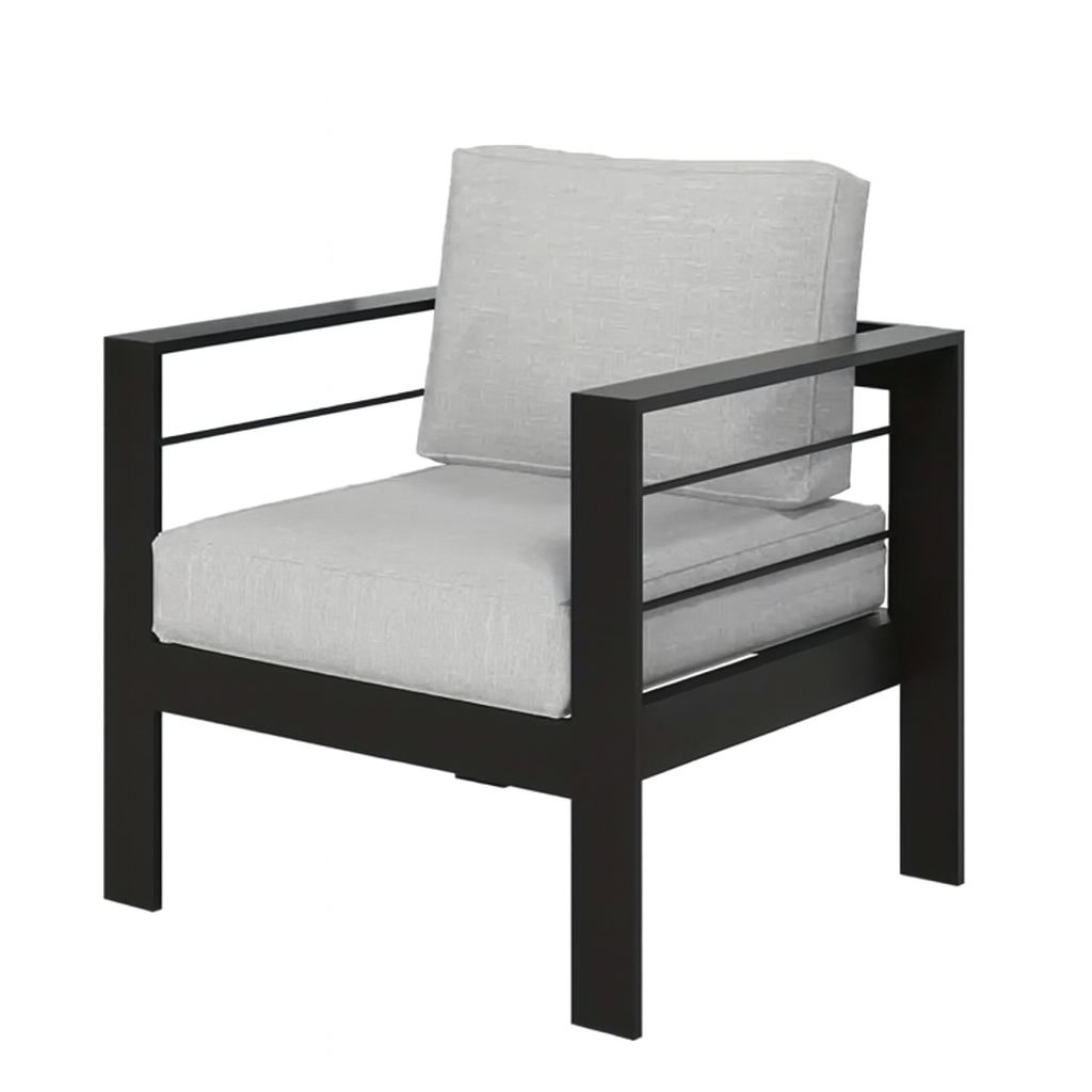 Hampton's Black Frame Chair - Light Grey Cushion