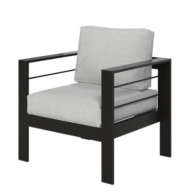 Hampton's Black Frame Chair - Light Grey Cushion