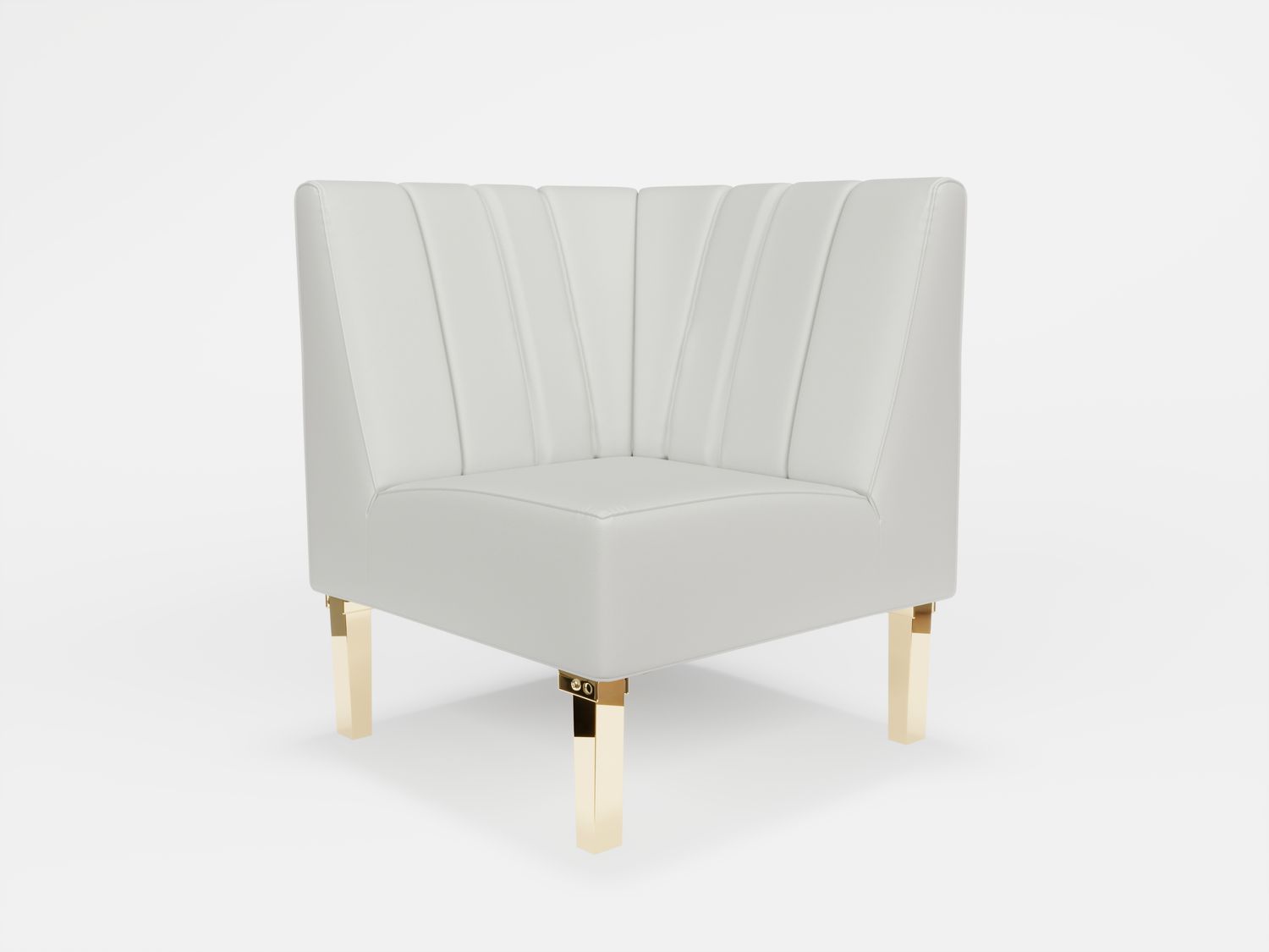 Kincaid Corner Chair Polished Gold Legs - White Leather Kincaid Corner Chair Polished Gold Legs - White Leather