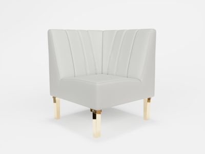 Kincaid Corner Chair Polished Gold Legs - White Leather Kincaid Corner Chair Polished Gold Legs - White Leather
