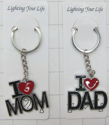 I (HEART)&quot; MOM &amp; DAD KEYCHAINS