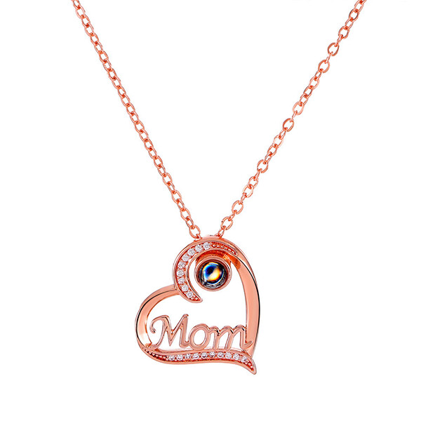 GOLD MOM HEART W/BLUE STONE