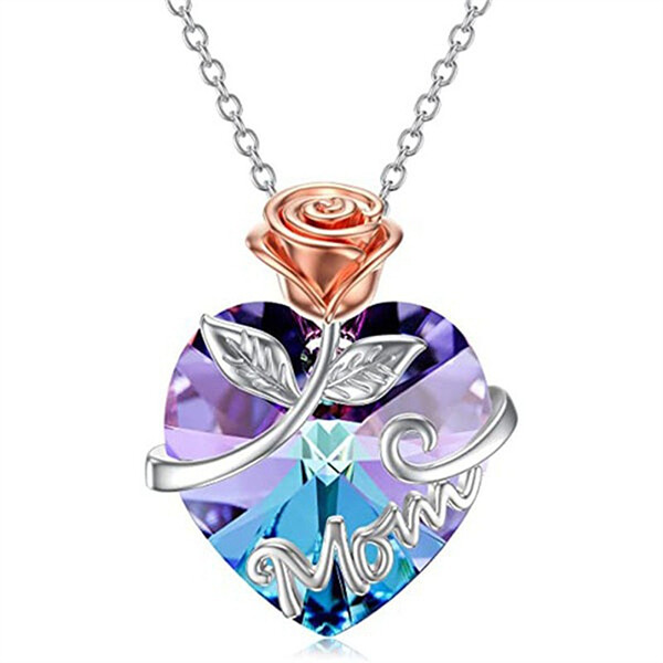 CRYSTAL MOM HEART W/ROSE