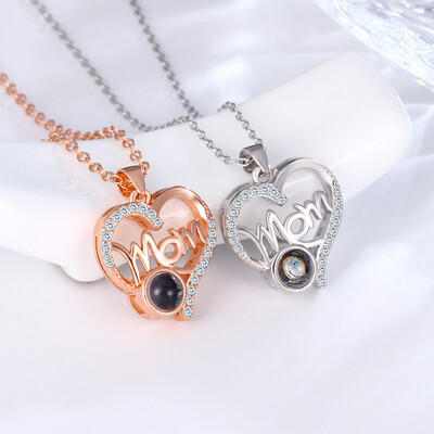 JEWELED MOM HEART NECKLACE - BOXED