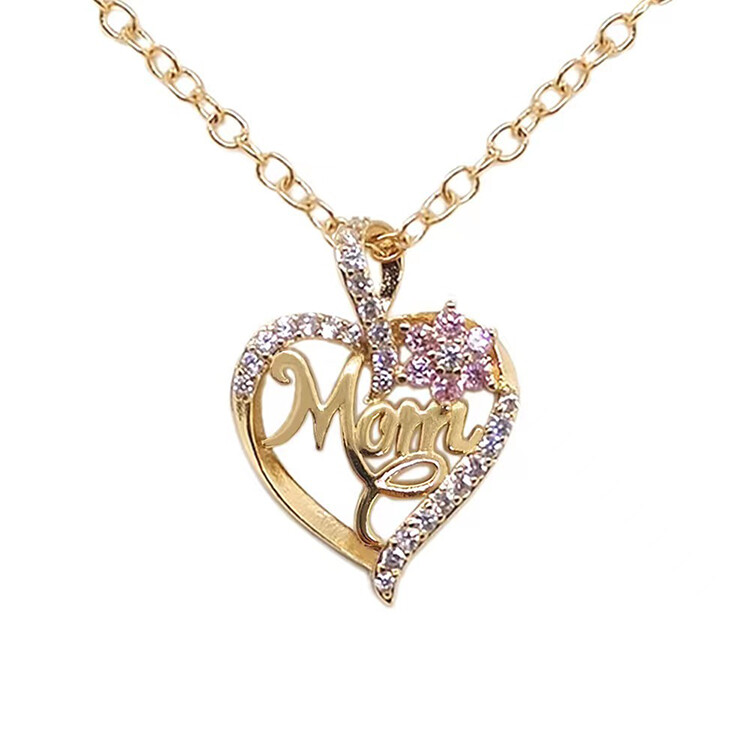 ASSORTED CRYSTAL MOM HEART NECKLACES