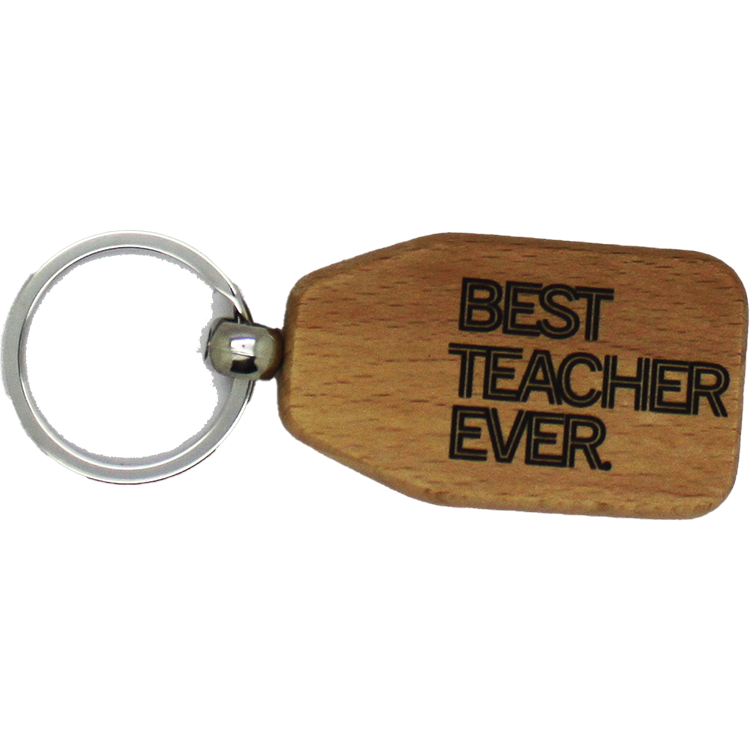 BEST TEACHER EVER WOOD FAMILY KEY CHAIN
