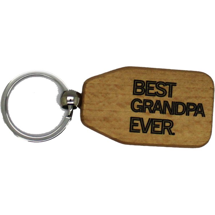 BEST GRANDPA EVER WOOD FAMILY KEY CHAIN