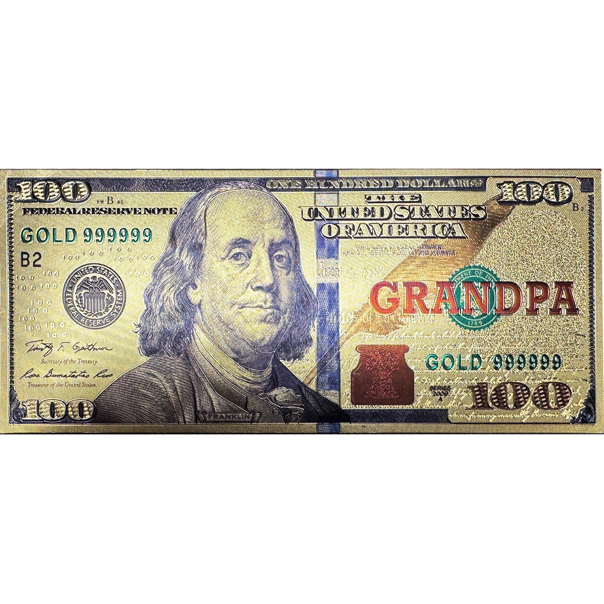 $100 GOLD FOIL GRANDPA MAGNET