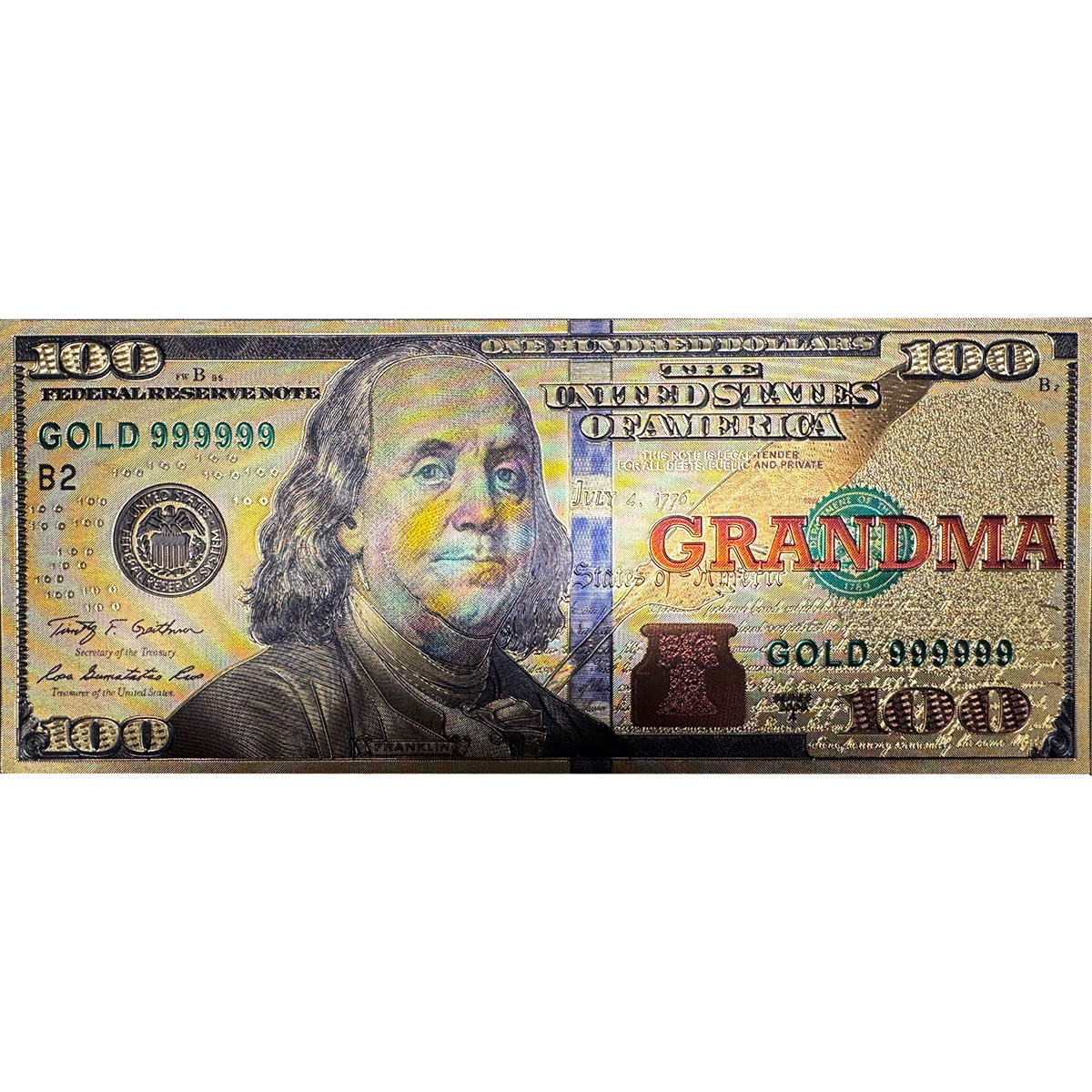 $100 GOLD FOIL GRANDMA MAGNET