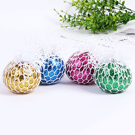 GLITTER SQUISHY BALL IN NET