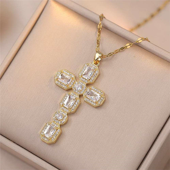 DIAMOND CROSS NECKLACE