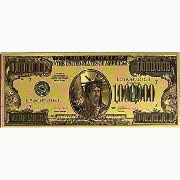 $1,000,000.00 GOLD FOIL DAD BILLS WITH GIFT ENVELOPE