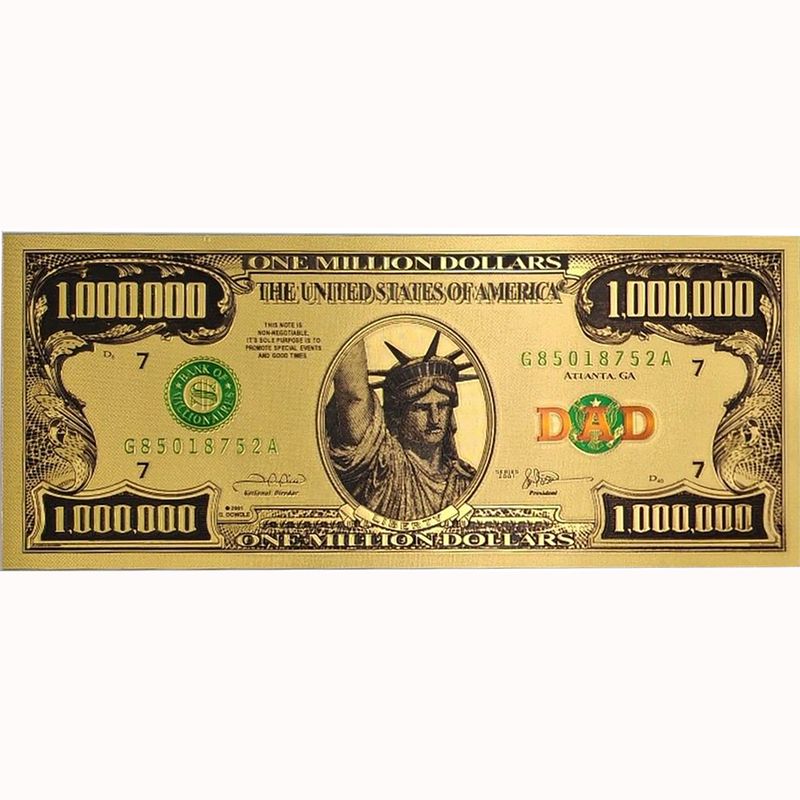 $1,000,000.00 GOLD FOIL DAD BILLS WITH GIFT ENVELOPE