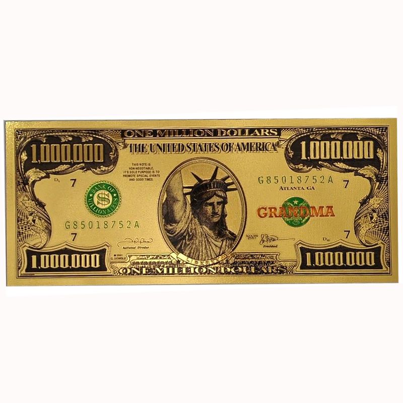 $1,000,000.00 GOLD FOIL GRANDMA BILLS WITH GIFT ENVELOPE