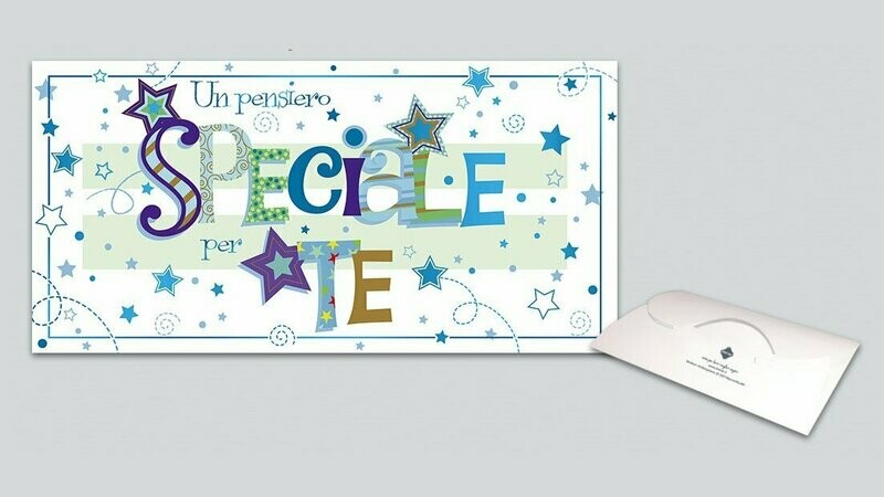 Biglietto Portasoldi azzurro “Un pensiero speciale per te”