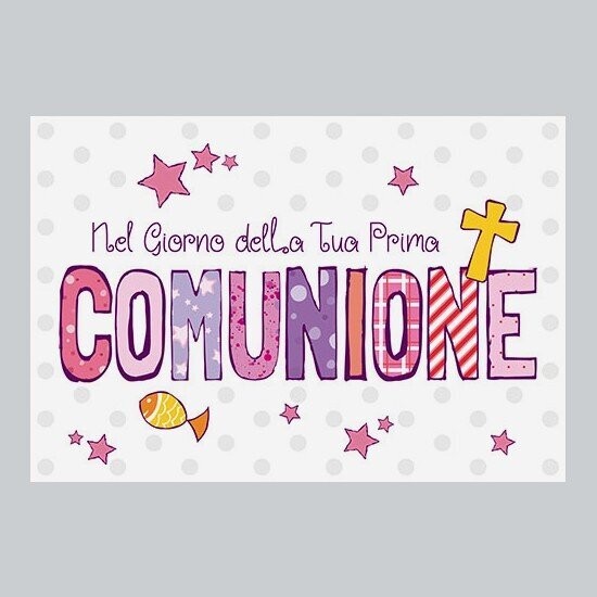 Biglietto Comunione Bimba Glitter