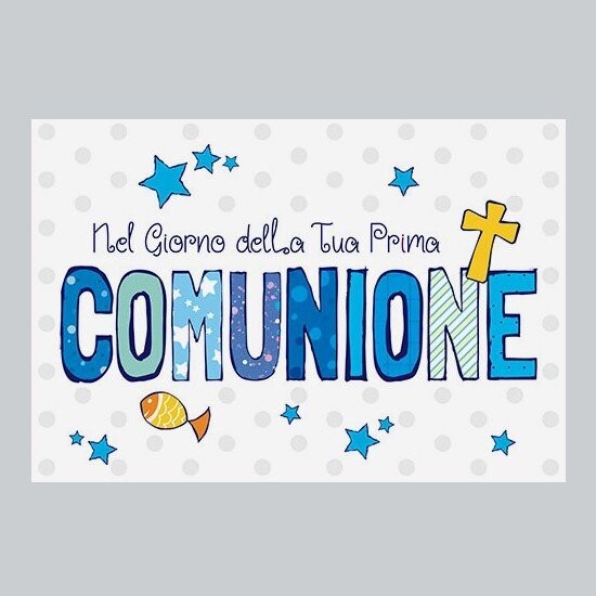 Biglietto Comunione Bimbo Glitter