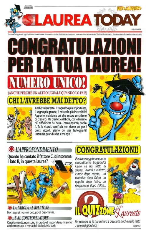 Biglietto Giornale “Laurea” Lupo Alberto