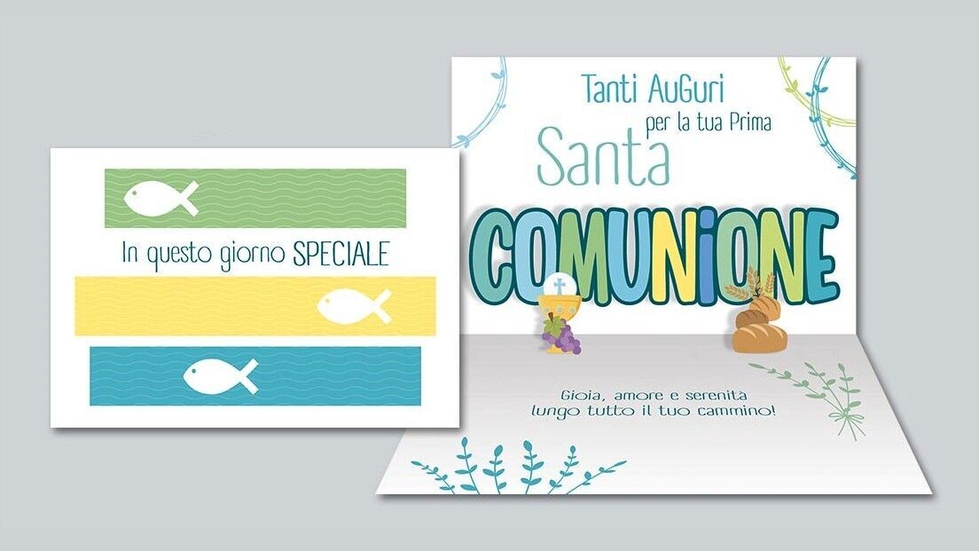 Biglietto Comunione  "Pop-Up" Glitter Bimbo