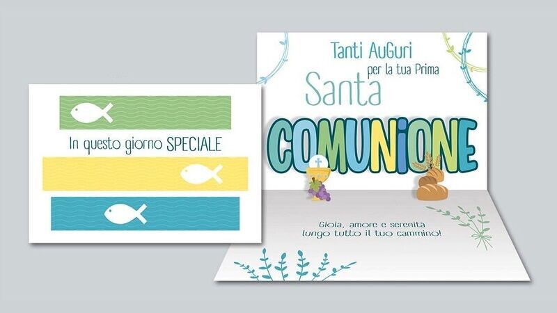 Biglietto Comunione  "Pop-Up" Glitter Bimbo