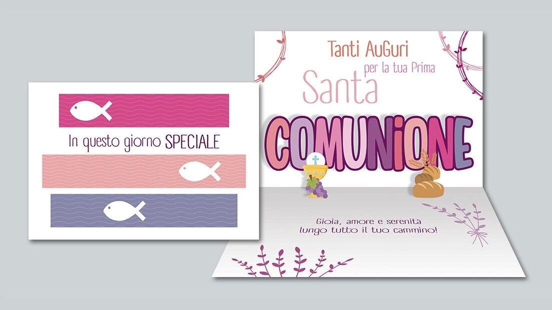 Biglietto Comunione  "Pop-Up" Glitter Bimba