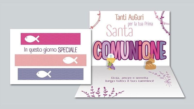Biglietto Comunione  "Pop-Up" Glitter Bimba