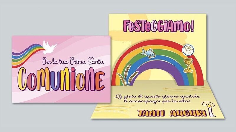 Biglietto Comunione  "Pop-Up" Glitter Bimba