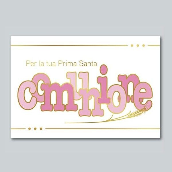 Biglietto Comunione Metal e Glitter Bimba