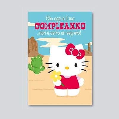 Biglietto Auguri Hello Kitty con stickers adesivi “Buon Compleanno”