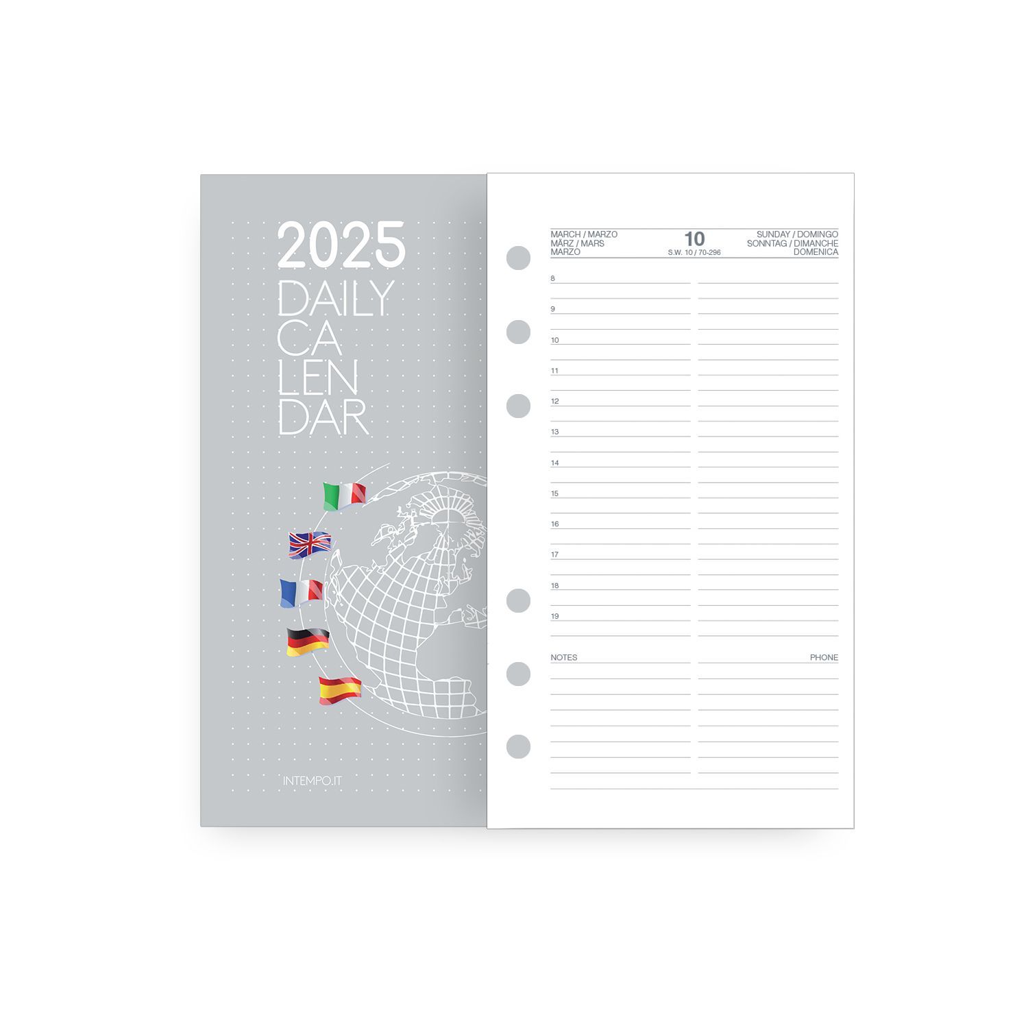 Ricambio Organizer 2025 giornaliero bianco 9,5x17
