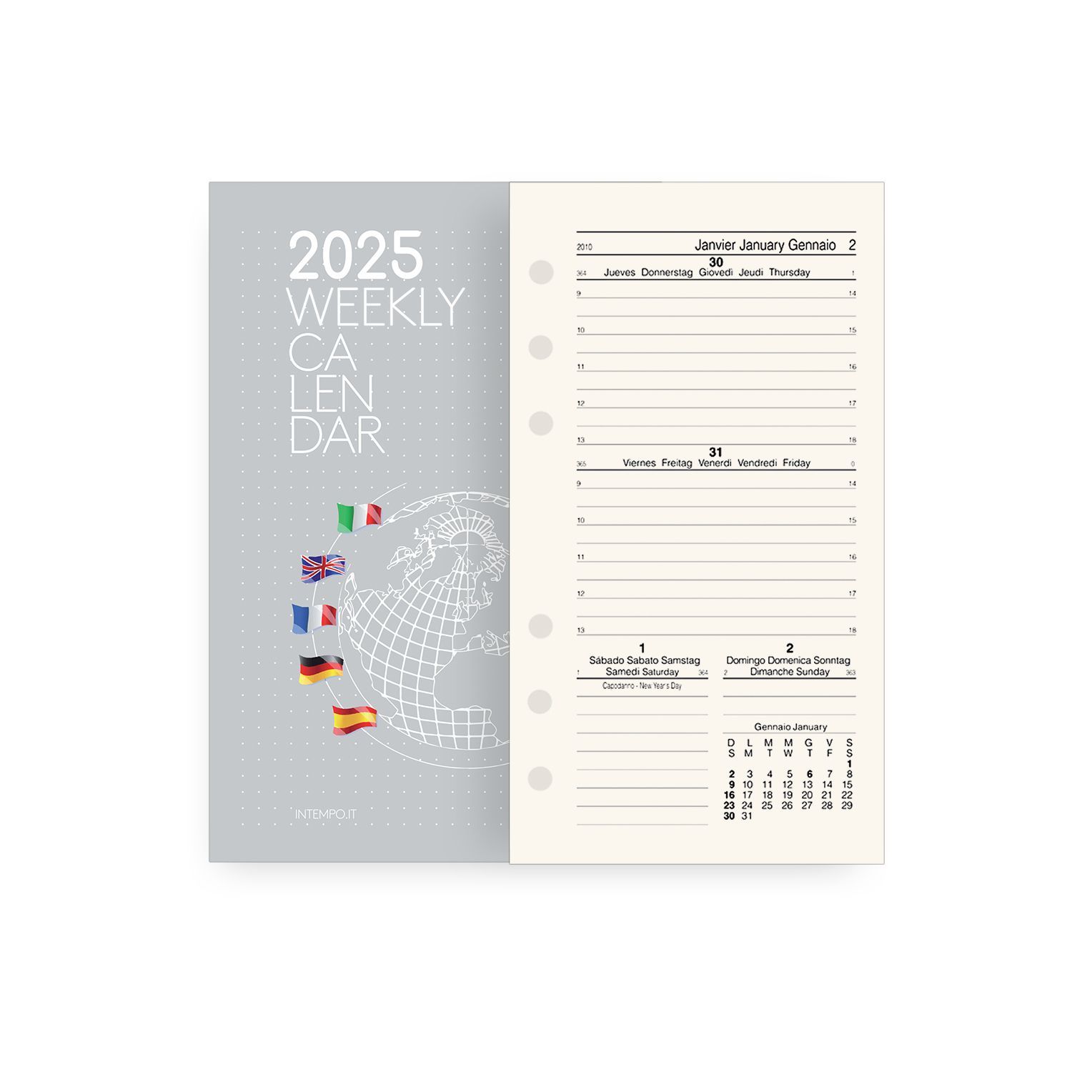 Ricambio Organizer 2025 settimanale avorio 9,5x17