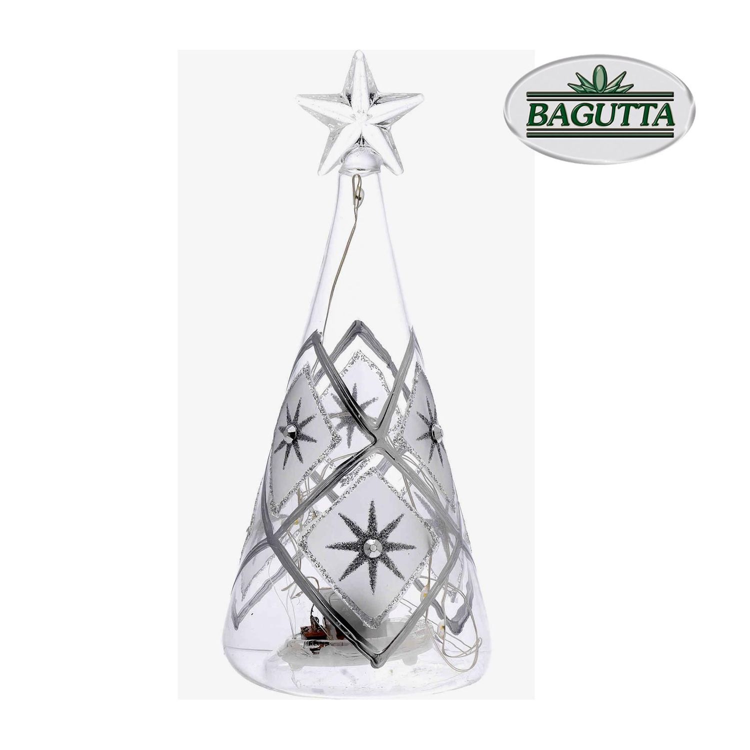 Albero Natale in vetro h=15 con led