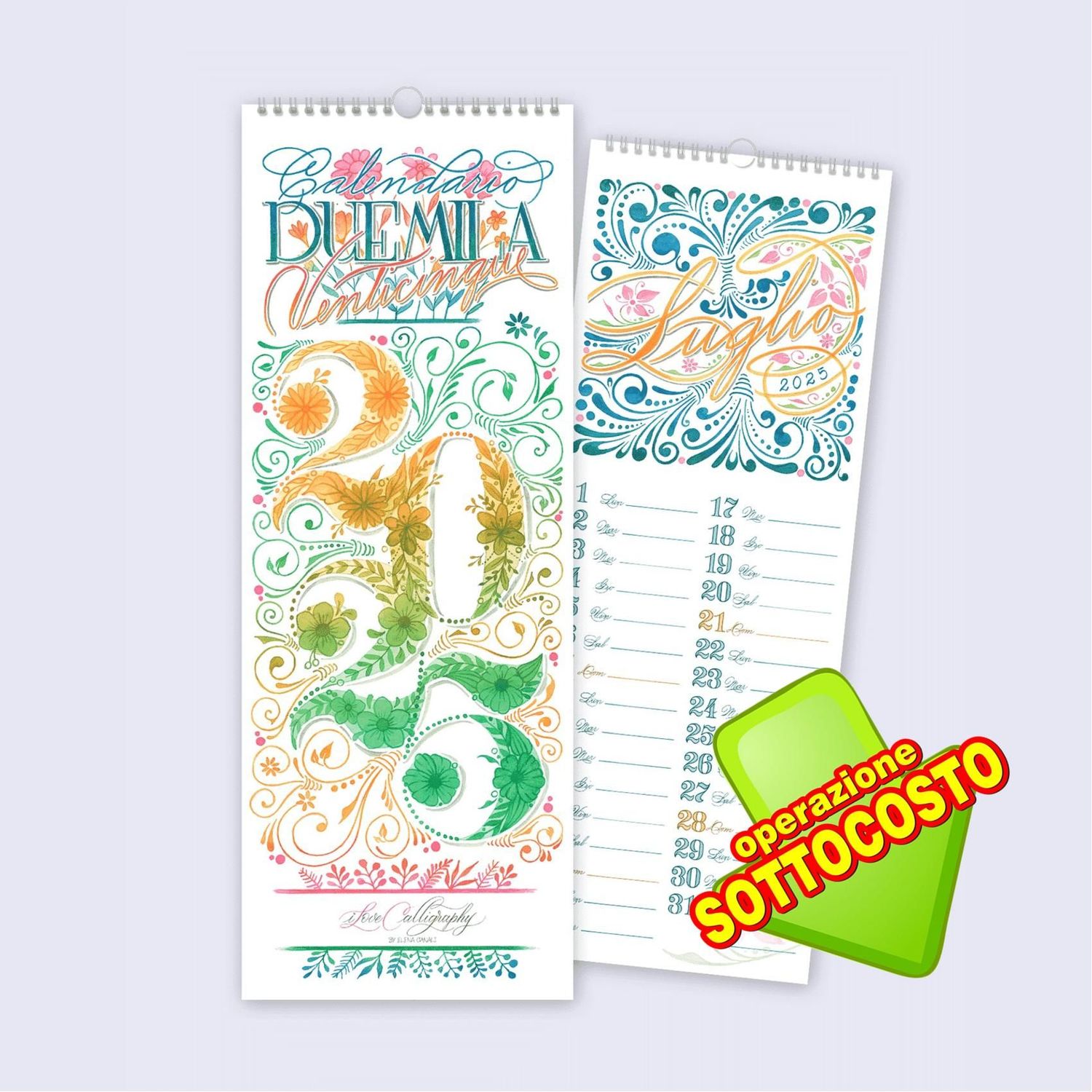 Calendario Parete Spirale 2025 I Love Calligraphy