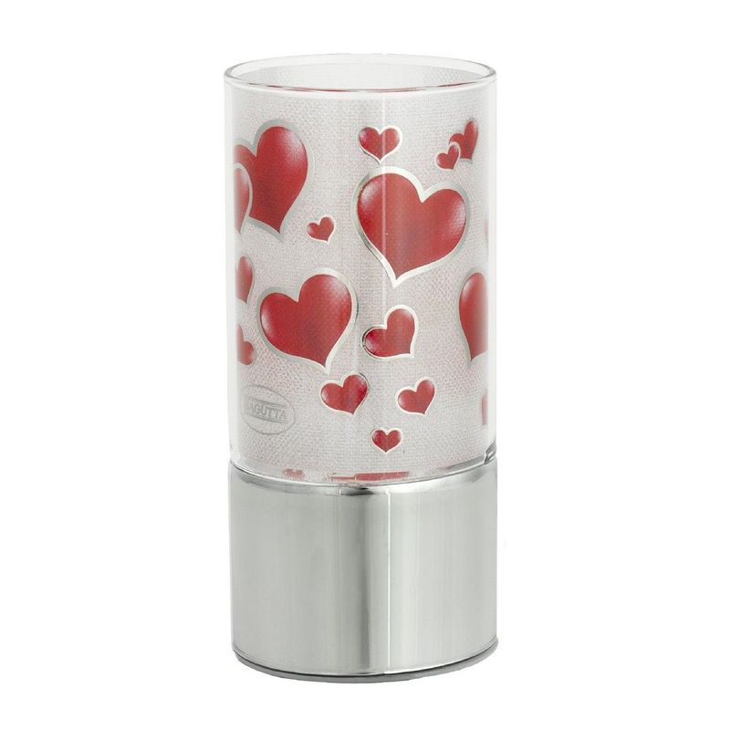 Lampada da tavolo in vetro a led h=15cm "Cuori"