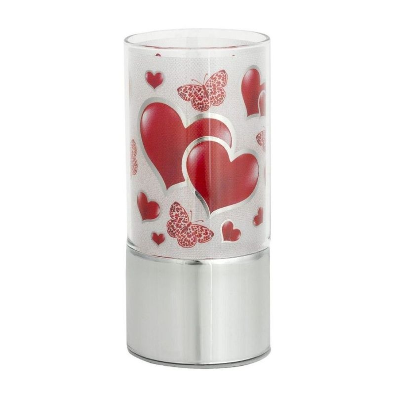 Lampada da tavolo in vetro a led h=15cm "Cuori"