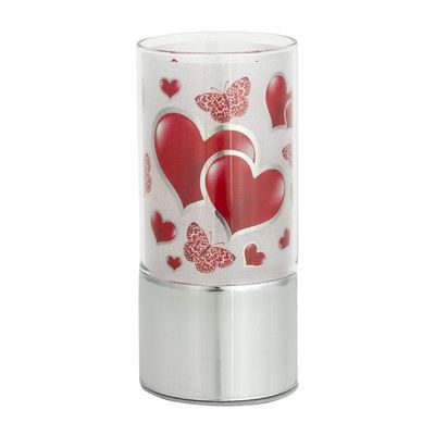 Lampada da tavolo in vetro a led h=15cm "Cuori"