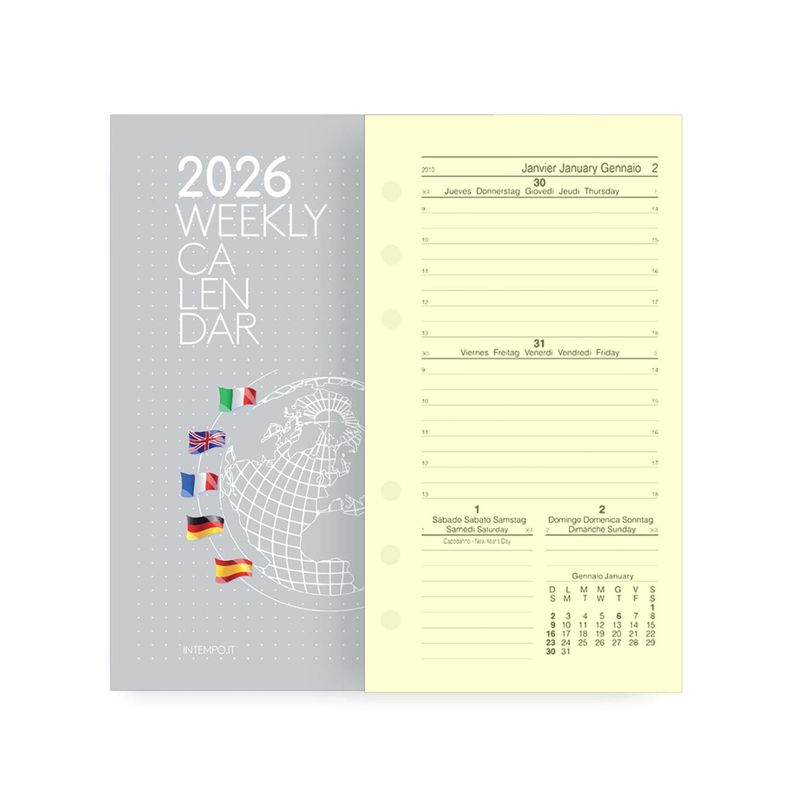 Ricambio Organizer 2026 settimanale avorio 9,5x17