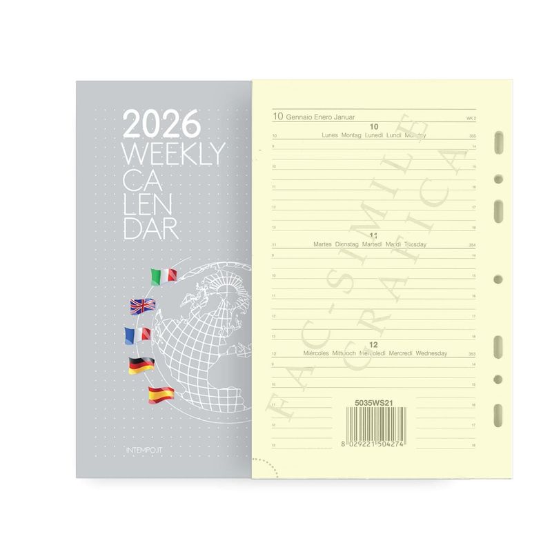 Ricambio Organizer 2026 settimanale avorio 14x21,5