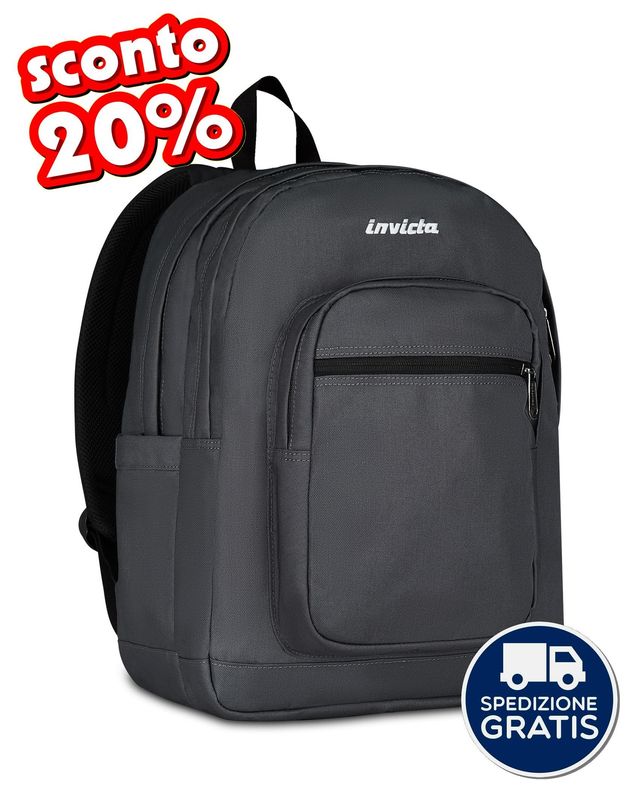 Zaino Invicta Jelek Plain Grigio 38L Zaino Invicta Jelek Plain Grigio 38L