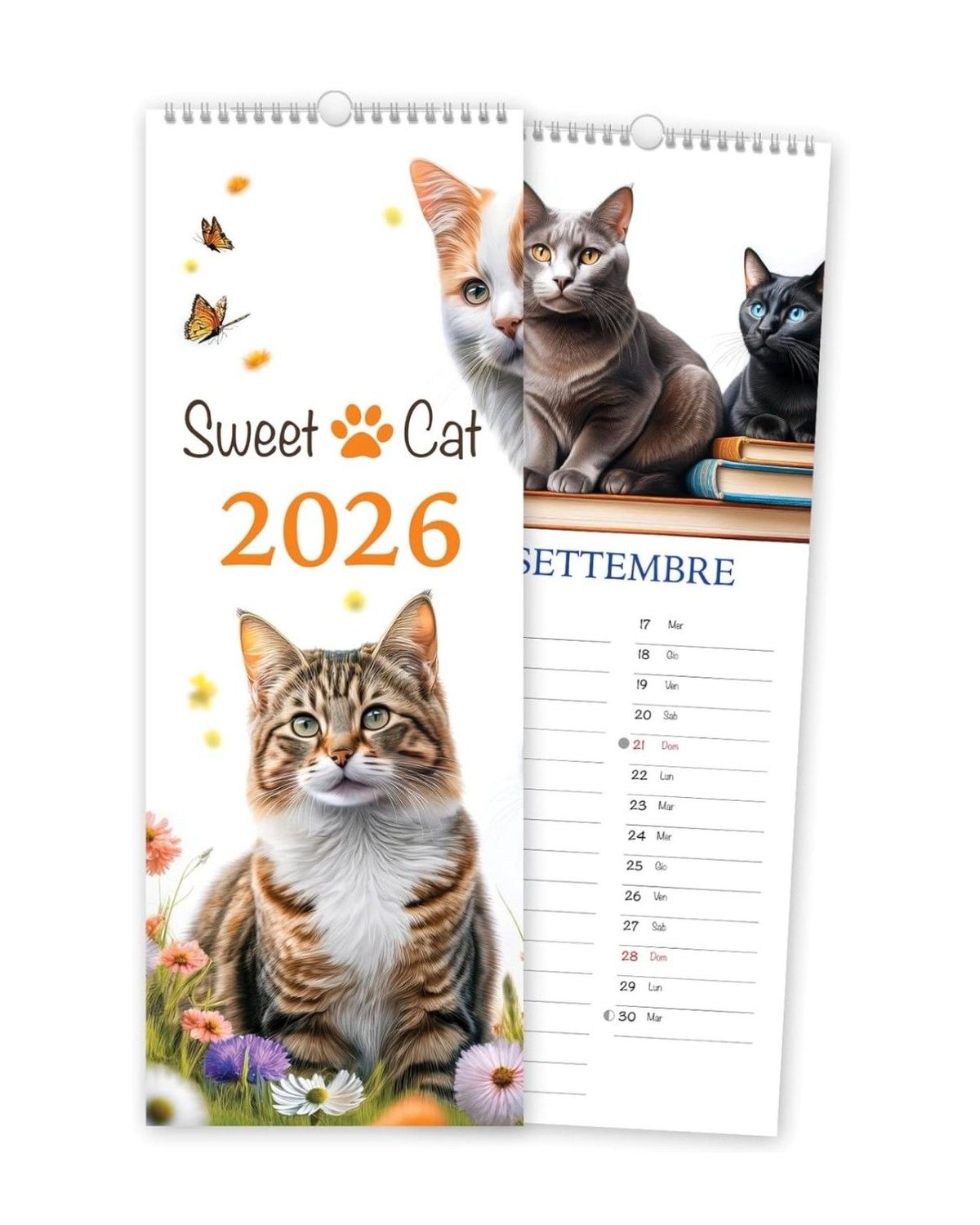Calendario Parete Spirale 2026 Sweet Cat