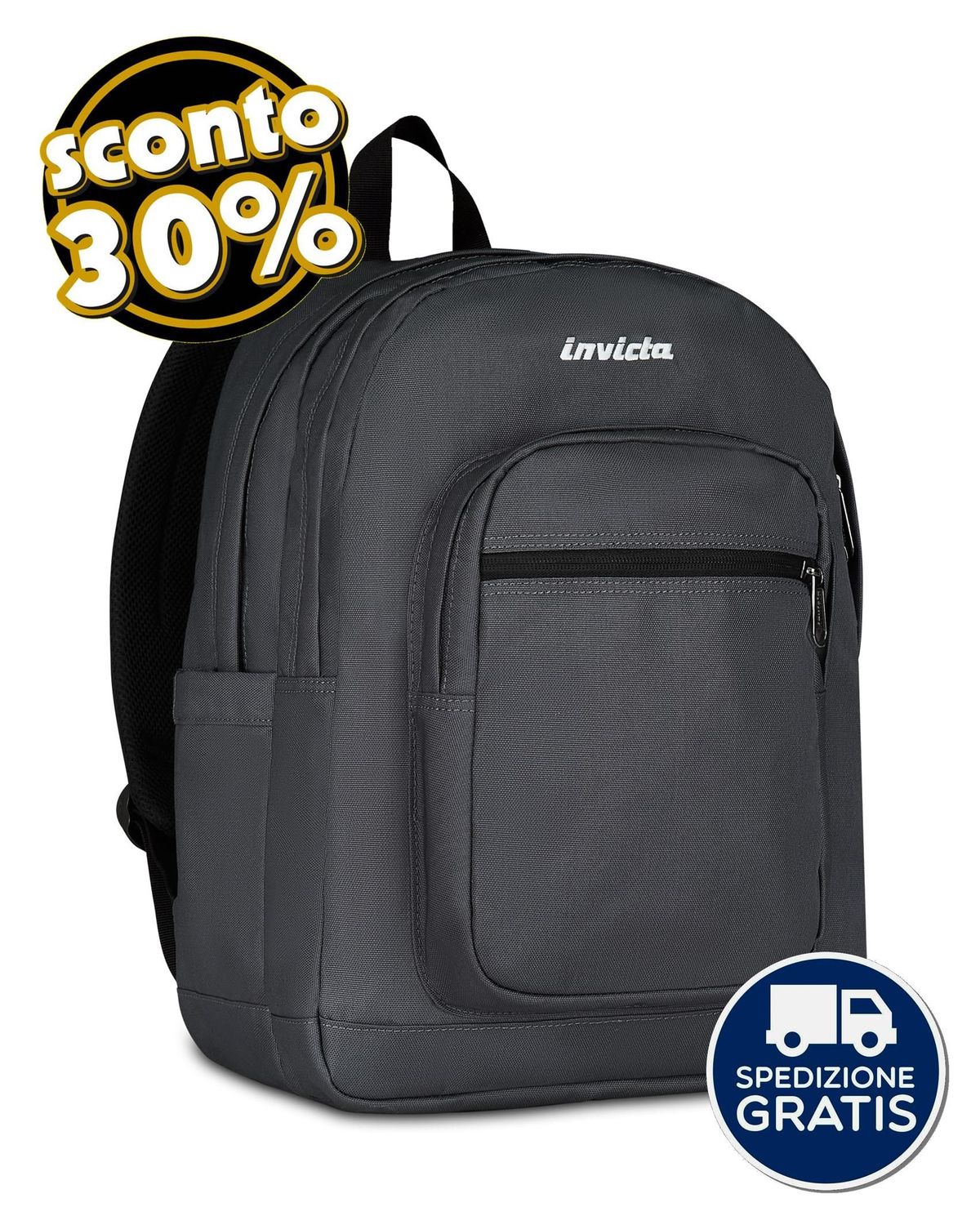 Zaino Invicta Jelek Plain Grigio 38L Zaino Invicta Jelek Plain Grigio 38L