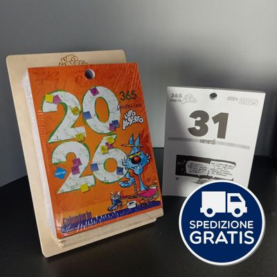 Calendario 2026 con supporto legno Lupo Alberto