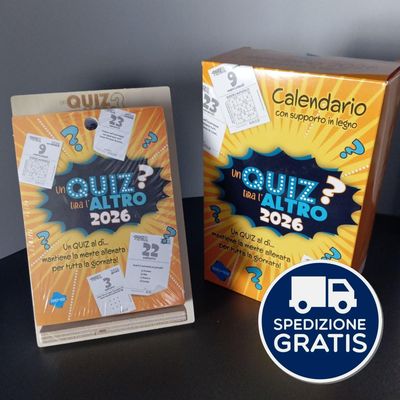 Calendario 2026 con supporto legno Calendario 2026 con supporto legno "Quiz tira l'Altro"