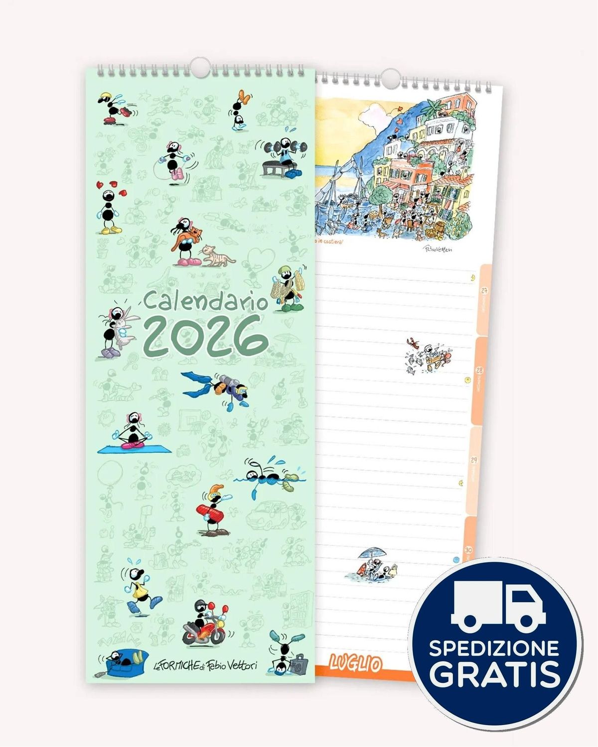Calendario Parete Spirale 2026 Formiche di Vettori