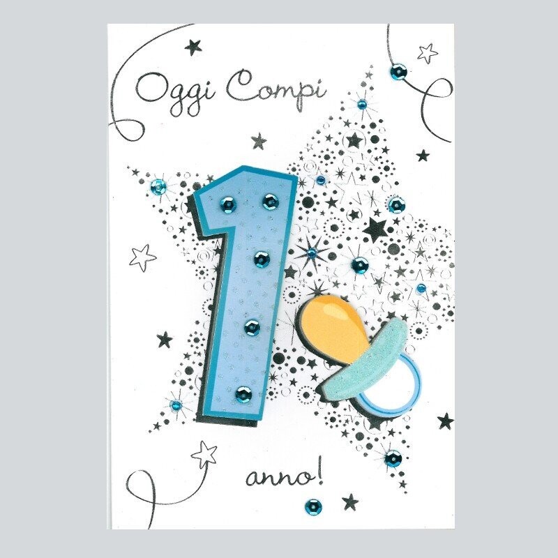Biglietto Auguri Talking “Oggi Compi 1 Anno” bimbo